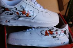 Koi fish nike air force one Hi im new at this page i draw on nike air force one with angelus paint and finisher. Shoes are waterproof and strach proof .if you want your own design contact me .❤️ Angelus Paint, Coy Fish, Painted Shoes Diy, Nike Air Force One, Shoes Diy, Air Forces, Air Force One, Nike Air Force Ones, Force One