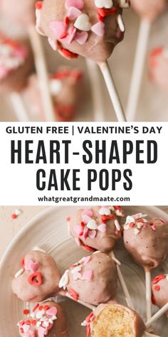 valentine's day heart - shaped cake pops with sprinkles on top