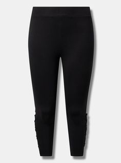 FIT Model is 5'10” wearing size 1. 24” inseam. 2” Signature waistband. Cropped silhouette. MATERIALS + CARE Premium stretch cotton knit fabric. Mesh detail: 80% nylon, 20% spandex. 95% cotton, 5% spandex. Machine wash cold. Tumble dry low. . Imported. DETAILS Elastic waistband. Mesh detail at back of leg. . The best plus size women's signature waist crop mesh back legging hosiery & socks in deep black made of premium. Torrid is your destination for cozy fall and winter clothes to keep you warm a Deep Black, Winter Clothes, Bottom Clothes, Cozy Fall, Cotton Knit, Stretch Cotton, Hosiery, Knit Fabric, Winter Outfits