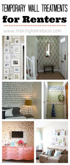 temporary wall treatments for renters, and for the rest of us  http://www.makinghomebase.com/temporary-wall-treatments/ Boho Apartment, Renters Decorating, Diy Home Decor For Apartments, Temporary Wall, Apartment Life, Wall Ideas, Style At Home, Wall Treatments, My New Room