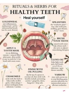 Rituals And Herbs For Healthy Teeth -Heal Yourself digital downloads دورة شهرية, Medical Herbs, Teeth Health, Natural Healing Remedies, Herbal Healing, Teeth Care, Healing Herbs