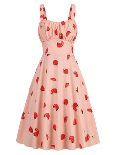 Strawberry Clothing, Tank Pattern, Hoodie Outfits, Summer Tank Dress, Tank Dresses, Strawberry Dress, Vintage Cherry, Summer Sundress, High Waist Dress