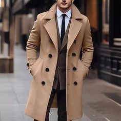 Wiaofellas - Vintage Double Breasted Woolen Overcoats Men Long Jackets Spring Fashion Solid Color Turn-down Collar Coats For Mens Streetwear Shoulder (cm) Bust Size(cm) Length (cm) Sleeve (cm) Suggest Weight (kg) S 47 110 93 64 - M 48.5 114 95 65 - L 50 120 97 66 - XL 51.5 126 99 67 - XXL 53 132 101 68 - 3XL 54.5 138 103 69 - 4XL - - - - - 5XL - - - - - "Size measured by ourselves, sometimes has some errors, but always within 3cm." Single Breasted Sport Coat For Cold Weather, Winter Outdoor Sport Coat With Lapel Collar, Single Breasted Long Sleeve Sport Coat For Cold Weather, Fall Outerwear With Double Button And Stand Collar, Cold Weather Long Sleeve Single Breasted Sport Coat, Cold Weather Long-sleeve Single-breasted Sport Coat, Brown Single Breasted Outerwear For Winter, Brown Buttoned Outerwear For Winter, Single Breasted Long Coat For Outdoor