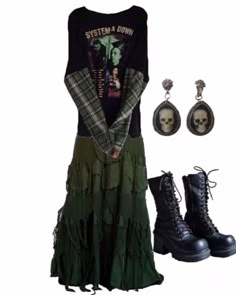 Fairy Grunge Clothes, Fairy Grunge Outfit, Grunge Clothes, Street Outfits, Mode Hippie, Alt Outfits, Alt Fashion, Grunge Goth, Swaggy Outfits