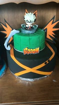 a birthday cake with an anime character on top