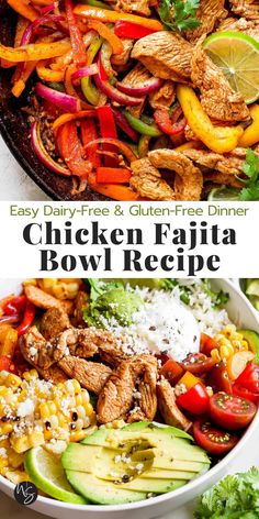 the chicken fajita bowl is ready to be eaten