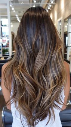 38 Cute Caramel Balayage Hairstyles You Need To Try In 2024 Full Balayage On Brown Hair, Healthy Balayage Hair, Cute Highlights For Brown Hair Caramel, Salted Caramel Hair Balayage, Light Brown Balayage Brunettes, Brown With Caramel Highlights Balayage, Naturally Highlight Hair, Medium Length Brown Hair With Balayage, Highlights Brown Hair Half Head