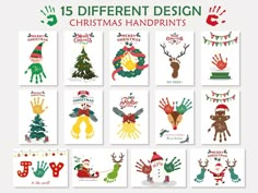 christmas handprints with different designs on them and the words'15 different design '