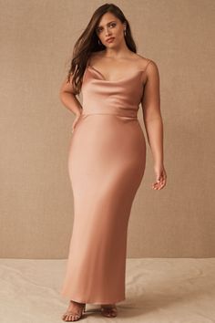 BHLDN Cali Dress - BHLDN Rose Gold Bridesmaid Dress, Bhldn Bridesmaid, Plus Size Satin, Rose Gold Bridesmaid, Orange Bridesmaid Dresses, Gold Bridesmaid Dresses, Midi Slip Dress, Silky Dress, Poses References