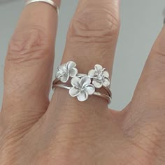 Silver Flower Charm Ring For Wedding, Sterling Silver Flower Ring Fine Jewelry, Stamped 925 Flower Jewelry, Adjustable 3d Flowers Jewelry, Sterling Silver Flower-shaped Ring For Anniversary, Sterling Silver Flower-shaped Anniversary Ring, Delicate Silver Flower-shaped Ring, Delicate Silver Flower Ring, Silver Delicate Flower Shaped Ring