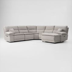 a large sectional couch with two recliners on the bottom and one arm extended