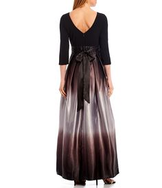 Ignite Evenings Ombre Satin Boat Neck 3/4 Sleeve Tie Waist Pocketed Ball Gown | Dillard's Black Tie Optional Dress Women, Dillards Dresses Formal, Black Tie Optional Dress, Dillards Dresses, Black Tie Optional, Fantasy Fashion, Dresses Formal, Dillard's, Boat Neck