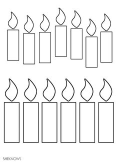 candles that are lined up in rows with one candle on each side and the other lit