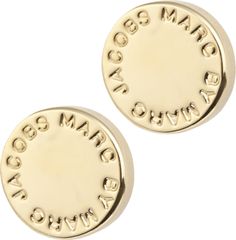 May need to add all gold to the collection/marc by marc jacobs earings White Branding, Golden Logo, Designer Earrings, Bags For Women, Designer Clothes, Clock