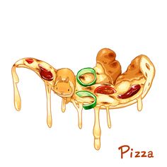 a drawing of a pizza with toppings on it