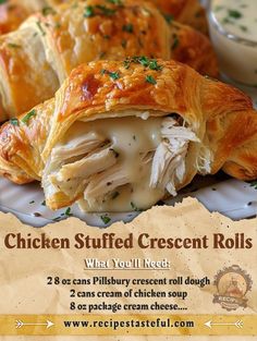 chicken stuffed crescent rolls on a white plate