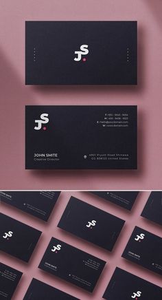 black business card mockup with white letters on the front and bottom, along with several different colors