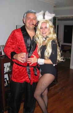 a man and woman dressed up in costumes