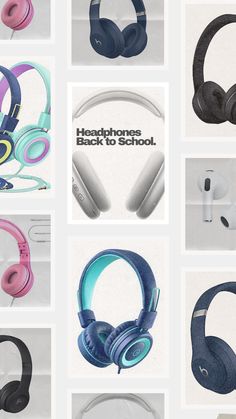 the headphones are all different colors and sizes, but there is no image to describe