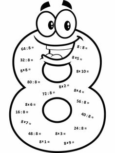 the number eight coloring page with an image of a cartoon character on it's face