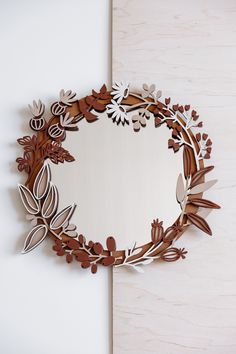 "Round Mirror Boho Mirror Wood Floral Wall Art Modern Style Small Wall Mirror Are you looking for boho-style decorations in your house? Ready to show you our new multiple-color mirror. It is a high-quality mirror for a modern boho-styled house. ☑️ The mirror is available in 5 different COLORS. You can choose the color while ordering: ∙ Light (natural wood color) ∙ Dark (painted wood in brown shades) ∙ Combination (dark brown base and light patterns) ∙ White (painted wood in white color) ∙ Multip Boho Spiegel, Laser Cut Mirror, Clay Mirror, Small Wall Mirror, Boho Mirror, Personalized Ring Box, Small Wall Mirrors, Color Mirror, Types Of Packaging