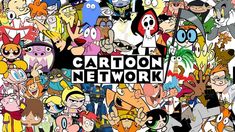 cartoon network logo surrounded by many different animated characters and the words cartoon network on it