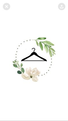 an image of a hanger with flowers and leaves around it on a white background