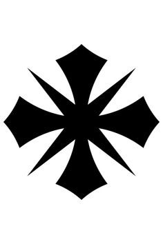 a black and white image of an iron cross symbol on a white background with the word,