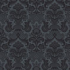 a dark blue and black wallpaper with an ornate design on the front, in shades of