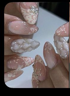 Almond Nails Charms, Gel X Almond Nails, Gel X Almond, Corset Nails, Pink Gel, Music On Spotify, Polygel Nails, Pretty Gel Nails, Really Cute Nails