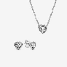 Elevated Heart Necklace, Xoxo Jewelry, Pandora Earrings, Pretty Jewelry Necklaces, Sterling Silver Heart Necklace, Heart To Heart