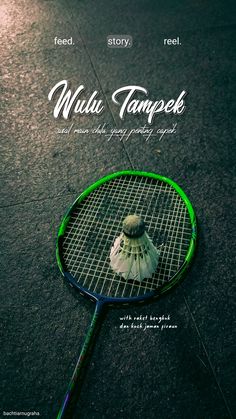 a tennis racket with a sea shell on the top of it and an ad for wild tampa