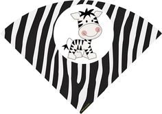 a black and white striped bandana with a cartoon zebra on it's chest