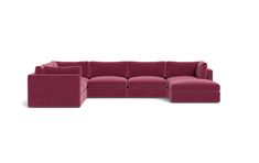 the sectional sofa is made from red velvet