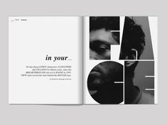 an open book with black and white photos on it's cover, which reads in your