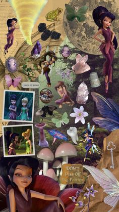 the tinkerbell fairy is surrounded by many different things