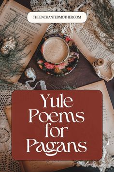 an old book with the title yule pooms for pagans on it