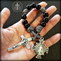 @RuggedRosaries posted to Instagram: Holy St. Benedict, we honor you for your self-sacrifice and solitary devotion to our Lord. May your life of prayer and contemplation inspire in all of us a similar respect for holiness and deep spirituality. Amen #catholic #rosaries #prayer #christian #ruggedrosary #jesus #christ #handmade #paracordrosary #wwi #combatrosary #ourlady #pray #love #faith #edc #today #Я☩R Anglican Prayer Beads, Rosary Making, Protestant Prayer Beads, Chaplet Rosary, Apostles Creed, Knights Of Columbus