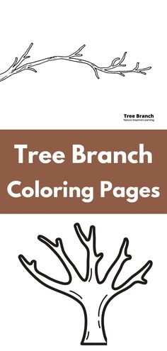 black and white outline of a tree branch above the outline of a tree with branches with a brown rectangle in the middle with white text overlay. Tree Branch Printable, Bare Tree Printable Free, Tree Branch Template, Tree Coloring Pages Free Printable, Tree Printable Free, Kindergarten Coloring Sheets, Leaf Template Printable, Sunday School Printables