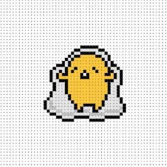 an image of a pixellated yellow bird on a white background with dots in it