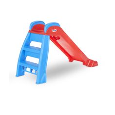 a blue and red plastic slide on a white background