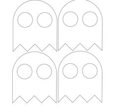 three paper ghost faces cut out to make them look like they're ready for halloween