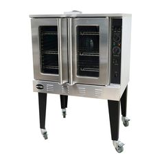 two ovens sitting side by side on wheels