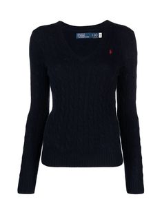 Elevate your wardrobe with the sophistication and exclusivity of this Polo Ralph Lauren Polo Pony cable-knit V neck jumper. Crafted with luxurious materials and featuring a classic V neck design, this jumper is the epitome of luxury and refinement. Make a statement with this premium piece from Polo Ralph Lauren. Highlights navy wool-cashmere blend chunky cable knit signature Polo Pony motif V neck long sleeves ribbed cuffs and hem Composition Wool 80%, Cashmere 20% Washing instructions Hand Wash Brand style: 211910422003 Colour: 003 Polo Sweaters Women, Polo Jumper, Ralph Lauren Jumper, V Neck Jumper, Polo Pony, Cable Knit Jumper, Sweater Vest Women, Knitted Tops