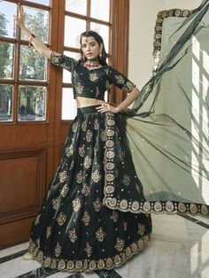 Buy stunning black organza embroidered lehenga choli for celebrating upcoming festival celebration. Shop this impressive lehenga choli which comes with Maslin Cotton blouse and Maslin Cotton dupatta. Heavy Blouse, Bridesmaid Lehenga, Organza Lehenga, Lehenga Online, Lehenga Choli Online, Embroidered Lehenga, Cotton Dupatta, Embroidered Organza, Festival Celebration