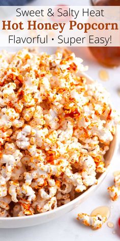 sweet and salty hot honey popcorn flavored with flavy - super easy to make