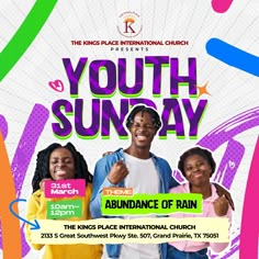 an advertisement for the youth sunday event