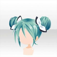 an anime character with green hair and two bows on her head is looking at the camera