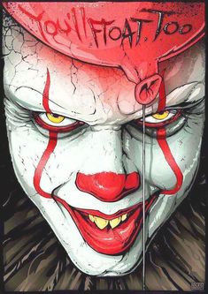 the evil clown with red hair and yellow eyes is depicted in this painting by person