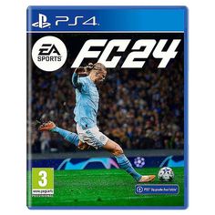 an image of a soccer game on the cover of a ps4 console, featuring a player kicking a soccer ball